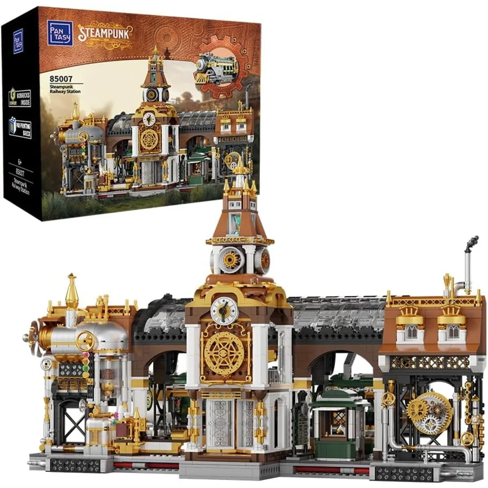 Original-Steampunk Series Construction Set Steampunk Railway Station 36 cm Image 1