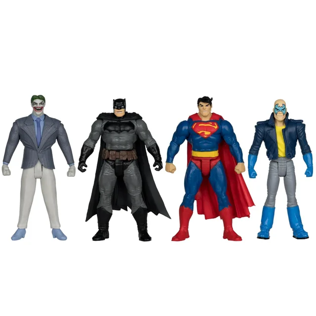 McFarlane DC Direct 3" Figure with Comic Black Suit Batman & DKR#3 Son of Batman & Superman & DKR#4 Joker 4 Pack Action Figures
