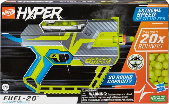 Nerf Hyper Fuel-20 Blaster, 20 Nerf Hyper Rounds, Up To 110 FPS Velocity, 20-Round Capacity