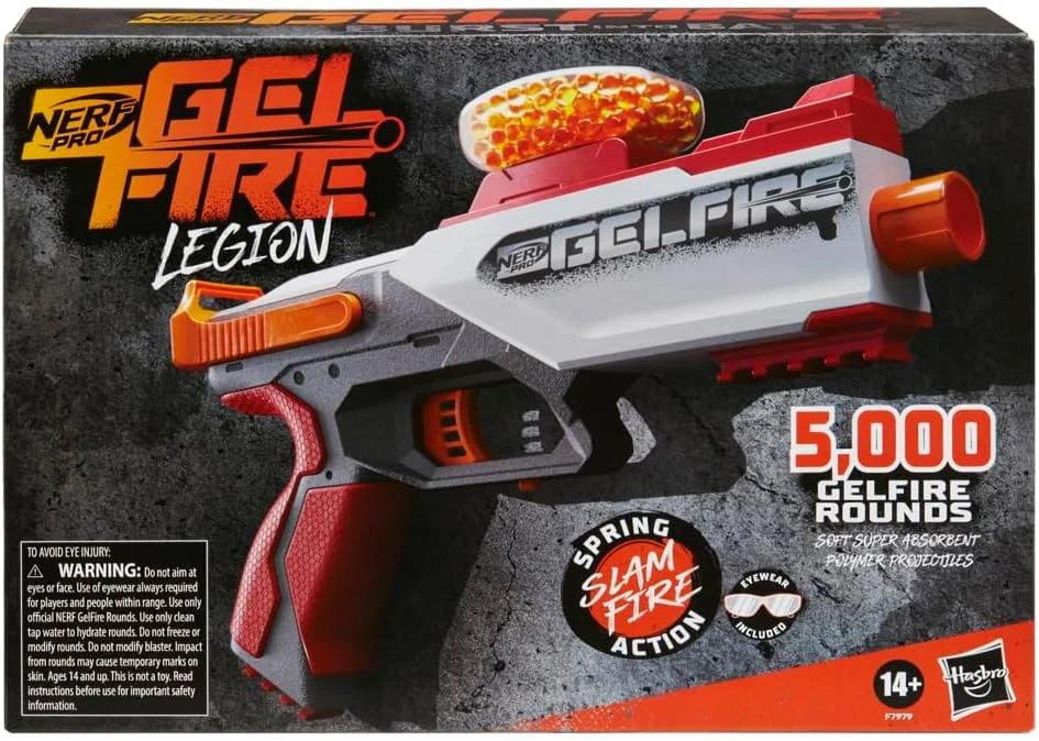 Nerf Pro Gelfire Legion Blaster, 5000 Gelfire Rounds, 130 Round Hopper, Eyewear Image 1