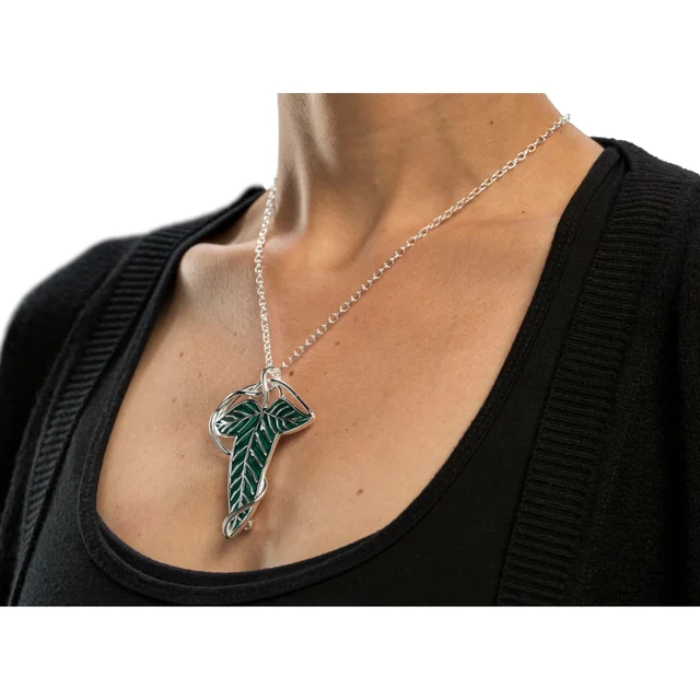 Weta Workshop Lord of the Rings Replica 1/1 Scale Elven Leaf Brooch & Chain (Sterling Silver)