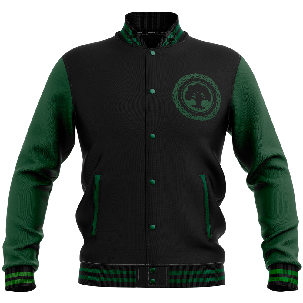 Magic: The Gathering Forest Roundel Varsity Jacket - Black/Green - S Image 1
