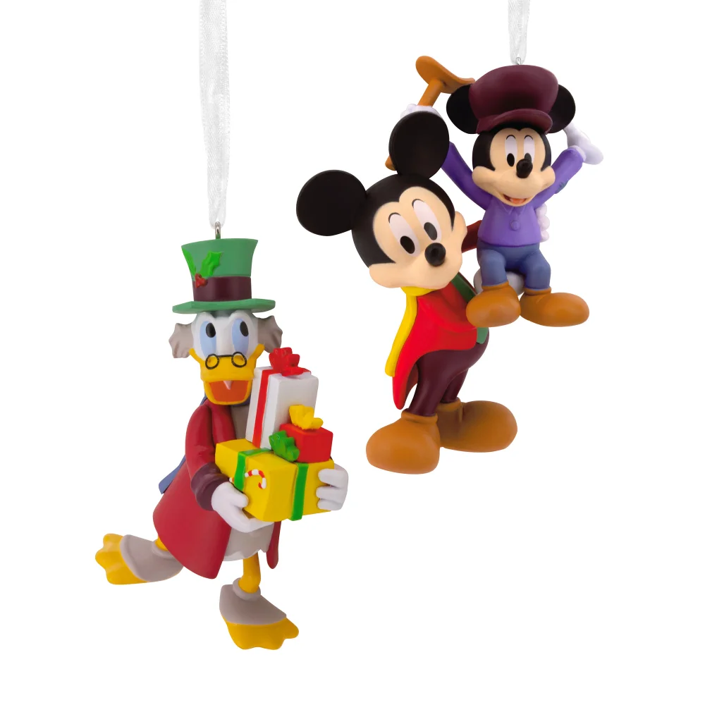 Hallmark Storied Moments Disney Christmas Ornaments - Set of 2 - Mickey's Christmas Carol Image 1
