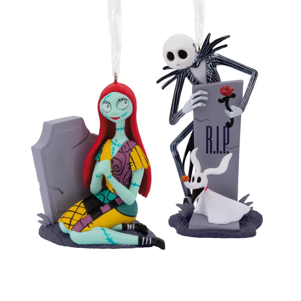 Hallmark Storied Moments Disney The Nightmare Before Christmas Ornaments - Set of 2 - Jack & Sally Image 1