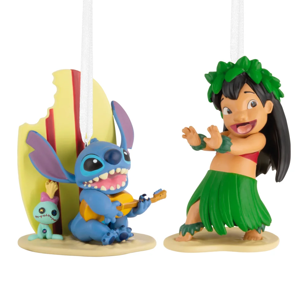 Hallmark Storied Moments Disney Lilo & Stitch Christmas Ornaments - Set of 2 Image 1