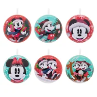 Hallmark Disney Mickey & Minnie Mouse Tin Ball Christmas Ornaments, Pack of 12 - undefined undefined