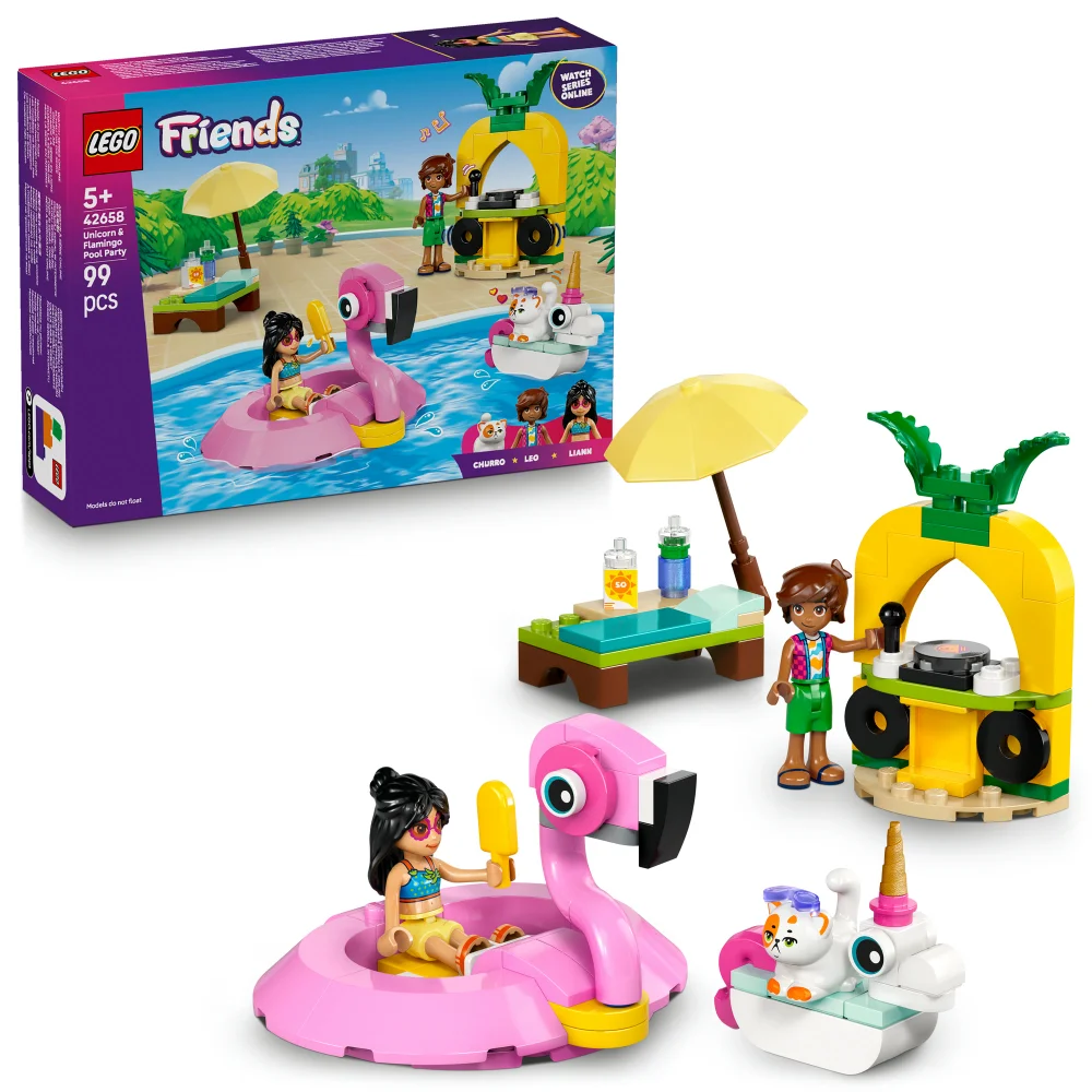 LEGO® Friends Unicorn & Flamingo Pool Party Toy Building Set 42658 Image 1