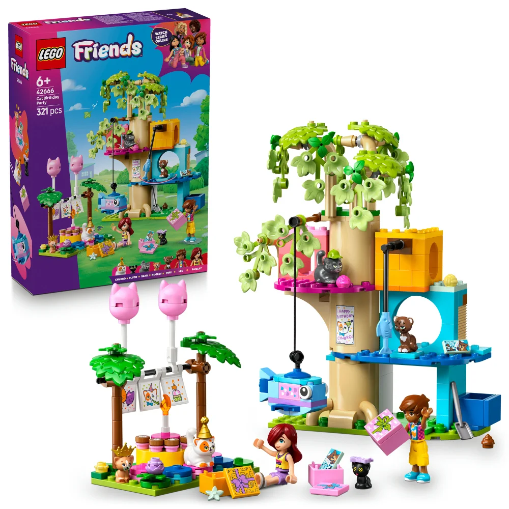 LEGO® Friends Cat Birthday Party & Tree House Building Kit Toy 42666 Image 1