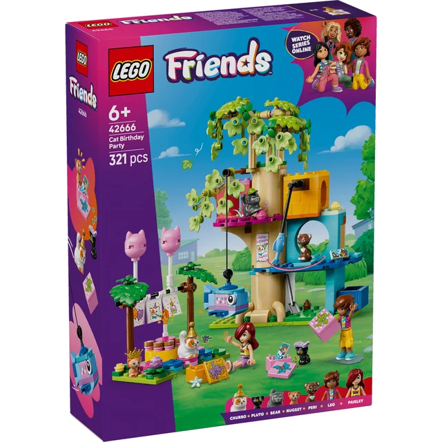 LEGO® Friends Cat Birthday Party & Tree House Building Kit Toy 42666
