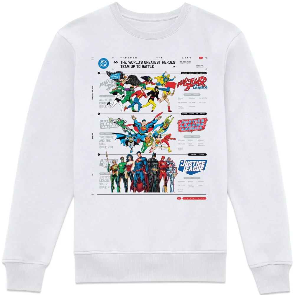 DC Comics Justice League Through The Ages Sweatshirt - White - M Image 1