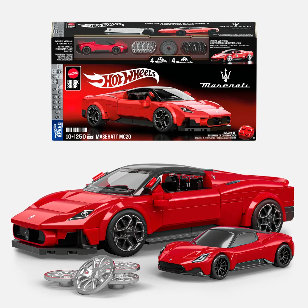 Mattel Brick Shop Hot Wheels Speed Maserati MC20 Building Set Image 1