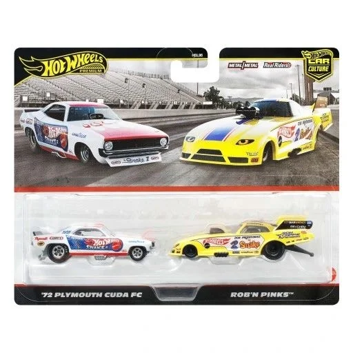 Hot Wheels Premium 2-Pack 2025 Mix 3 Rob N'Pinks & Plymouth 'Cuda Funny Car