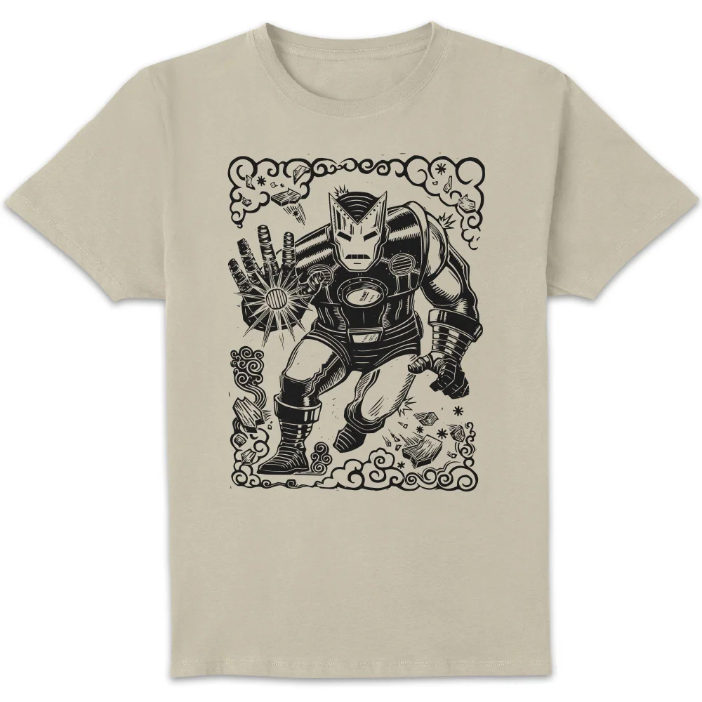 Marvel Ironman Line Art Unisex T-Shirt - Cream - L Image 1