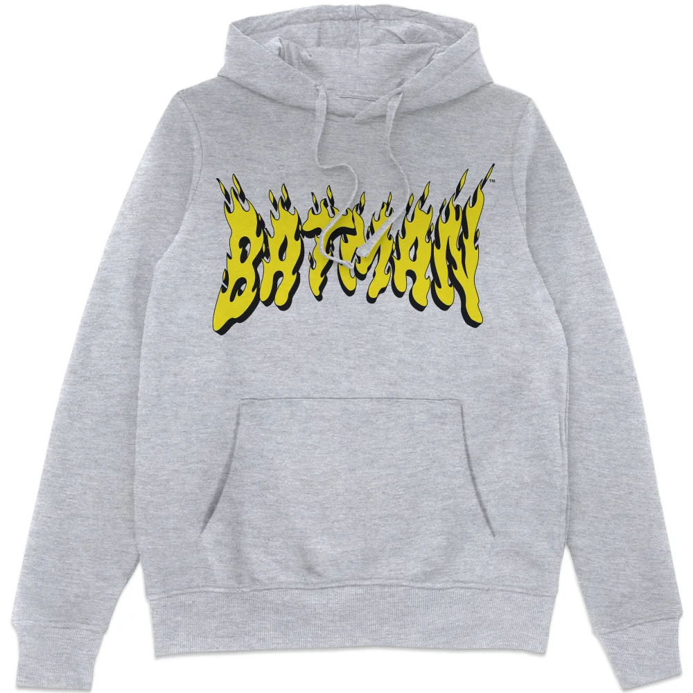 DC Comics Batman Text Fire Hoodie - Grey - M Image 1