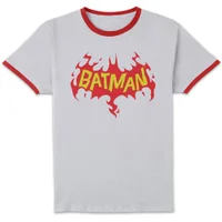 DC Comics Batman Flame Unisex Ringer T-Shirt - White/Red