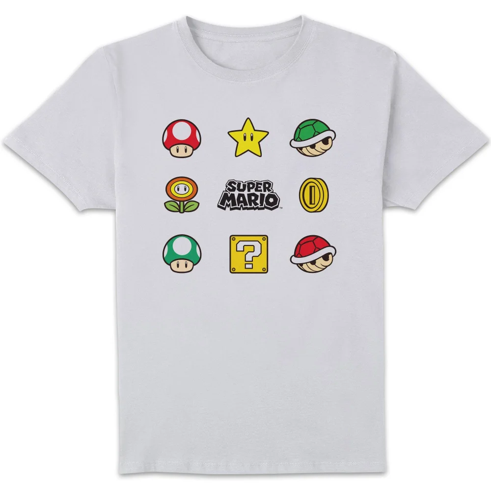 Nintendo Super Mario Items Unisex T-Shirt - White - S Image 1
