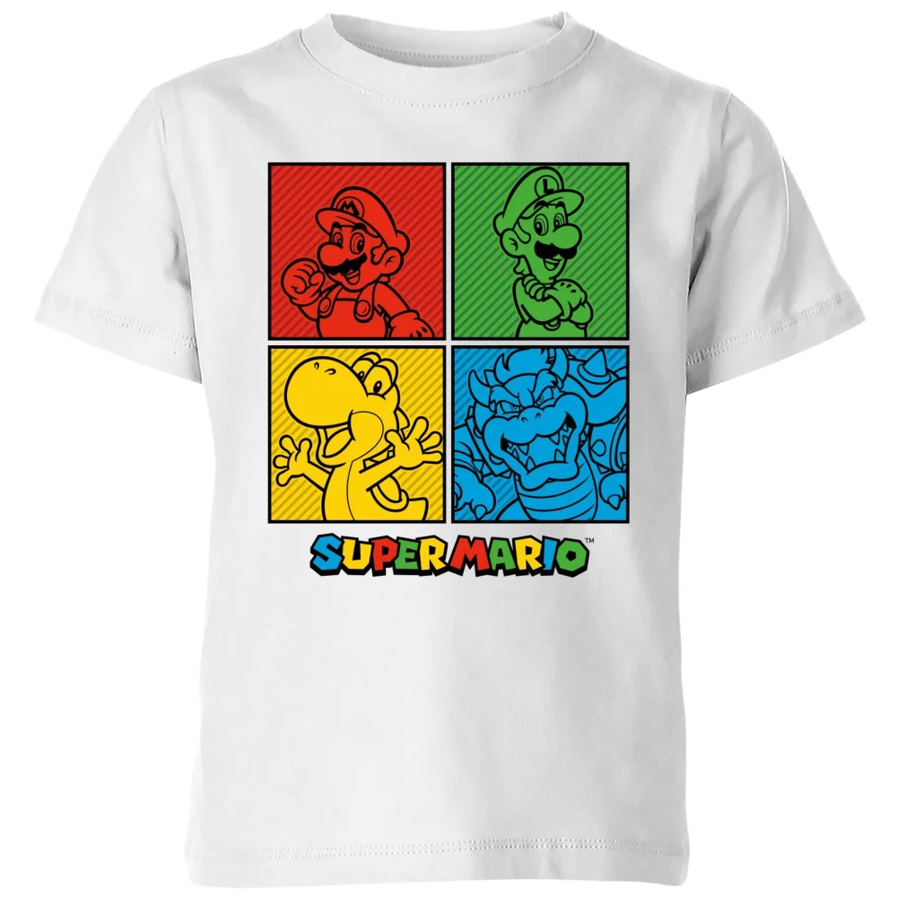 Nintendo Super Mario Squares Kids' T-Shirt - White - 3-4 Years Image 1
