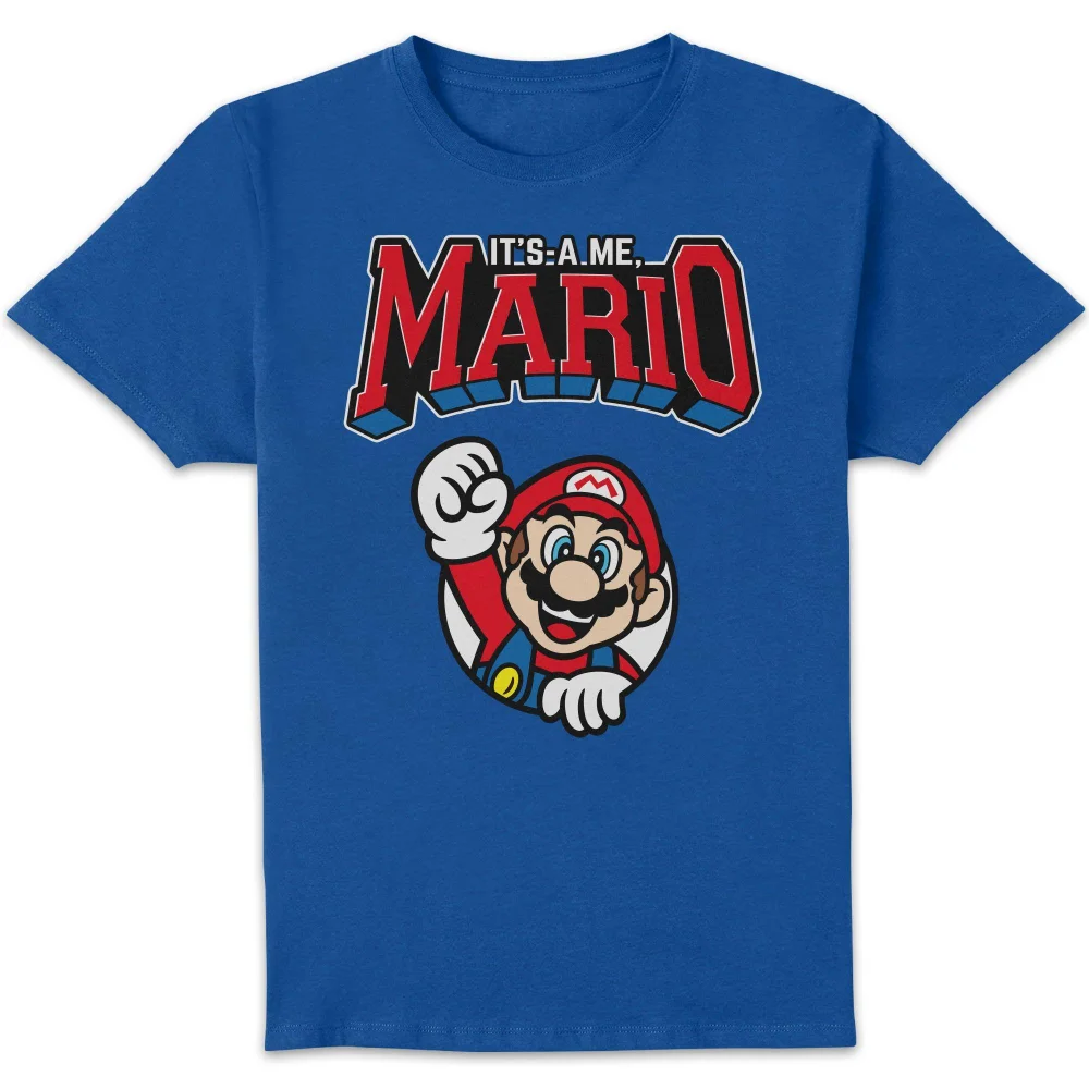 Nintendo Super Mario Varsity Mario Unisex T-Shirt - Blue - S Image 1
