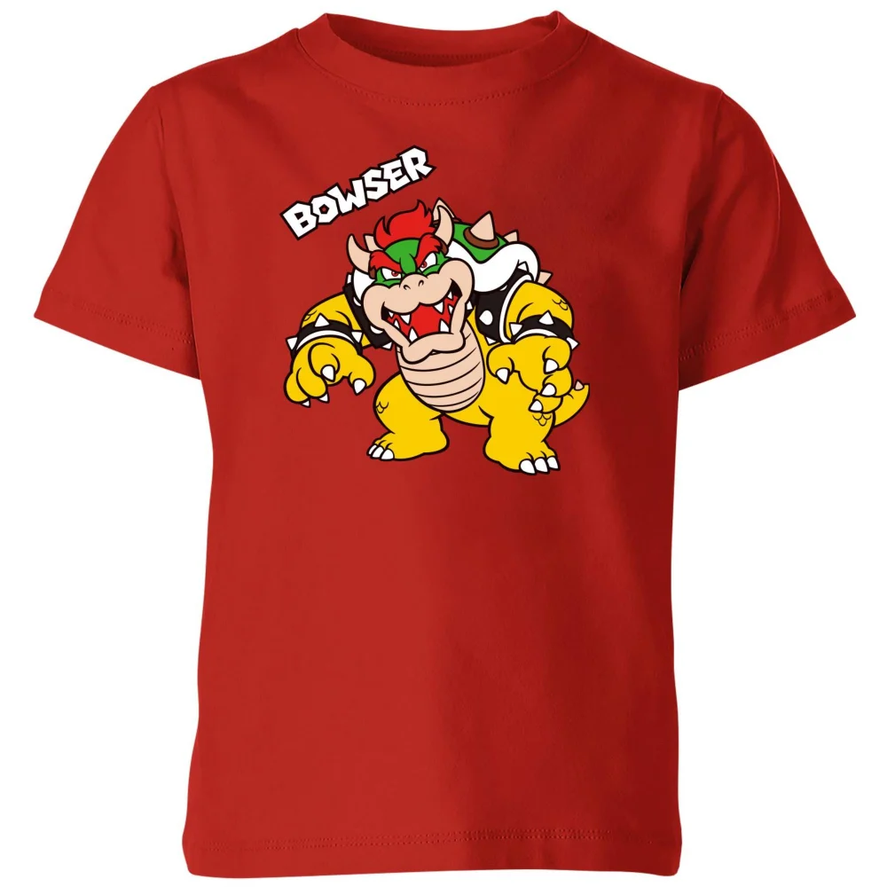 Nintendo Super Mario Bowser Text Kids' T-Shirt - Red - 3-4 Years Image 1