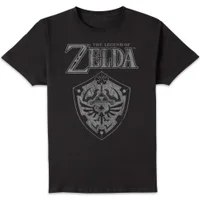 The Legend of Zelda Hyrule Shield Distressed Unisex T-Shirt - Black - undefined undefined