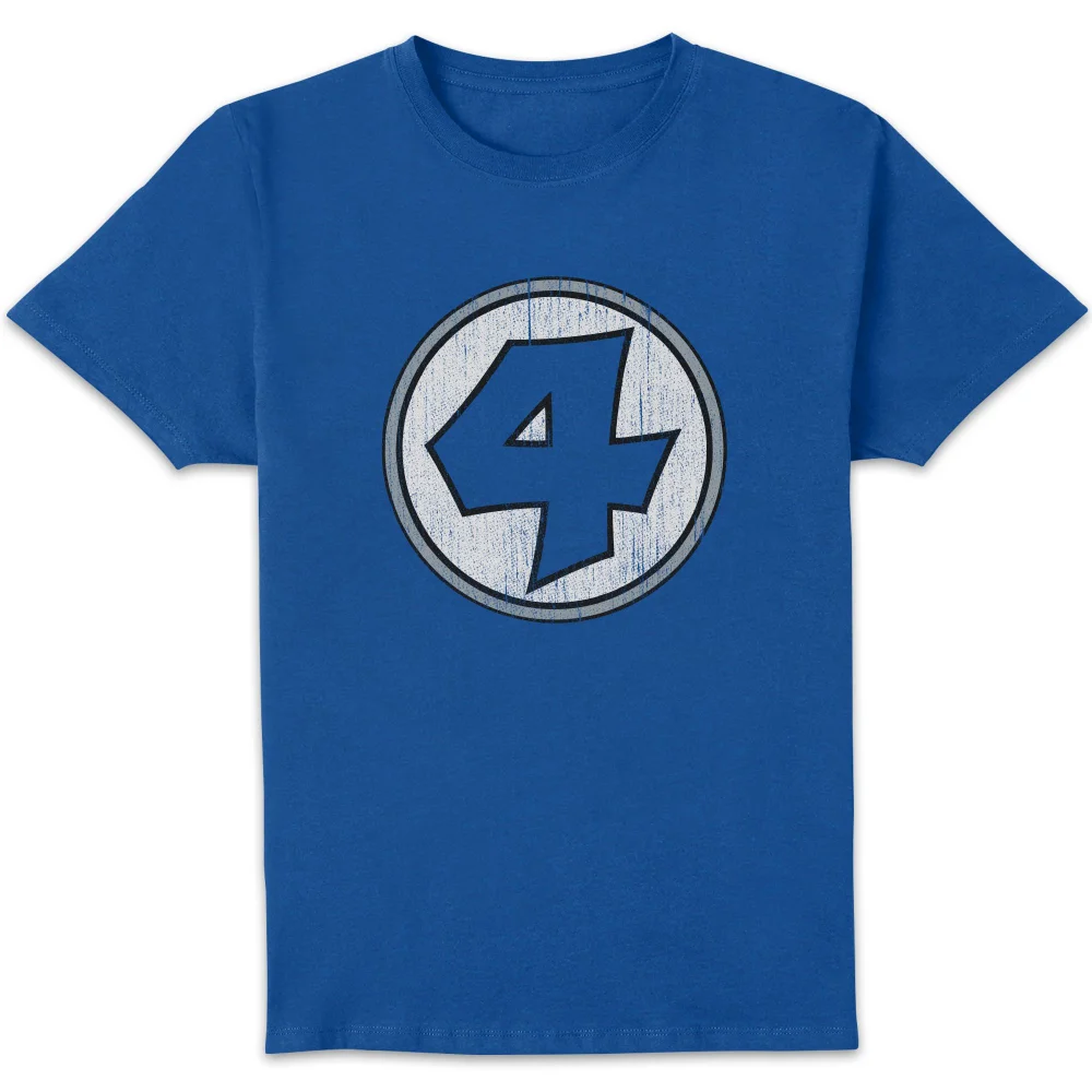 Marvel Fantastic Four Distressed Retro Logo Unisex T-Shirt - Blue - S Image 1