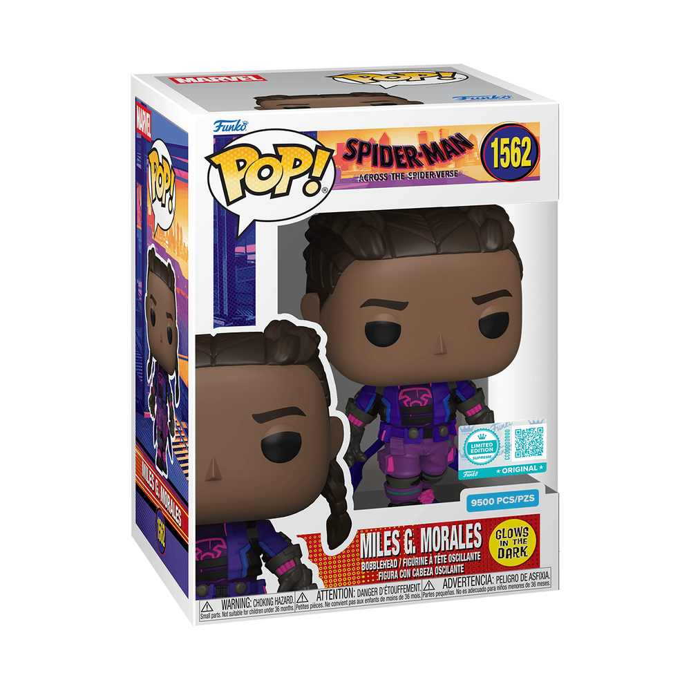 POP Supreme Limited Edition : Spider-Man Across The Spider-Verse –Prowler Miles Unmasked (Glow In The Dark) - Zavvi UK Exclusive Image 1