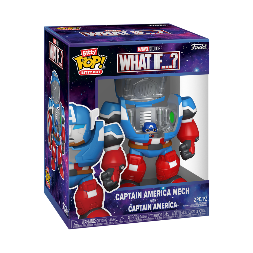 Marvel What If Captain America Mech with Captain America Funko POP Bitty Bots Image 1