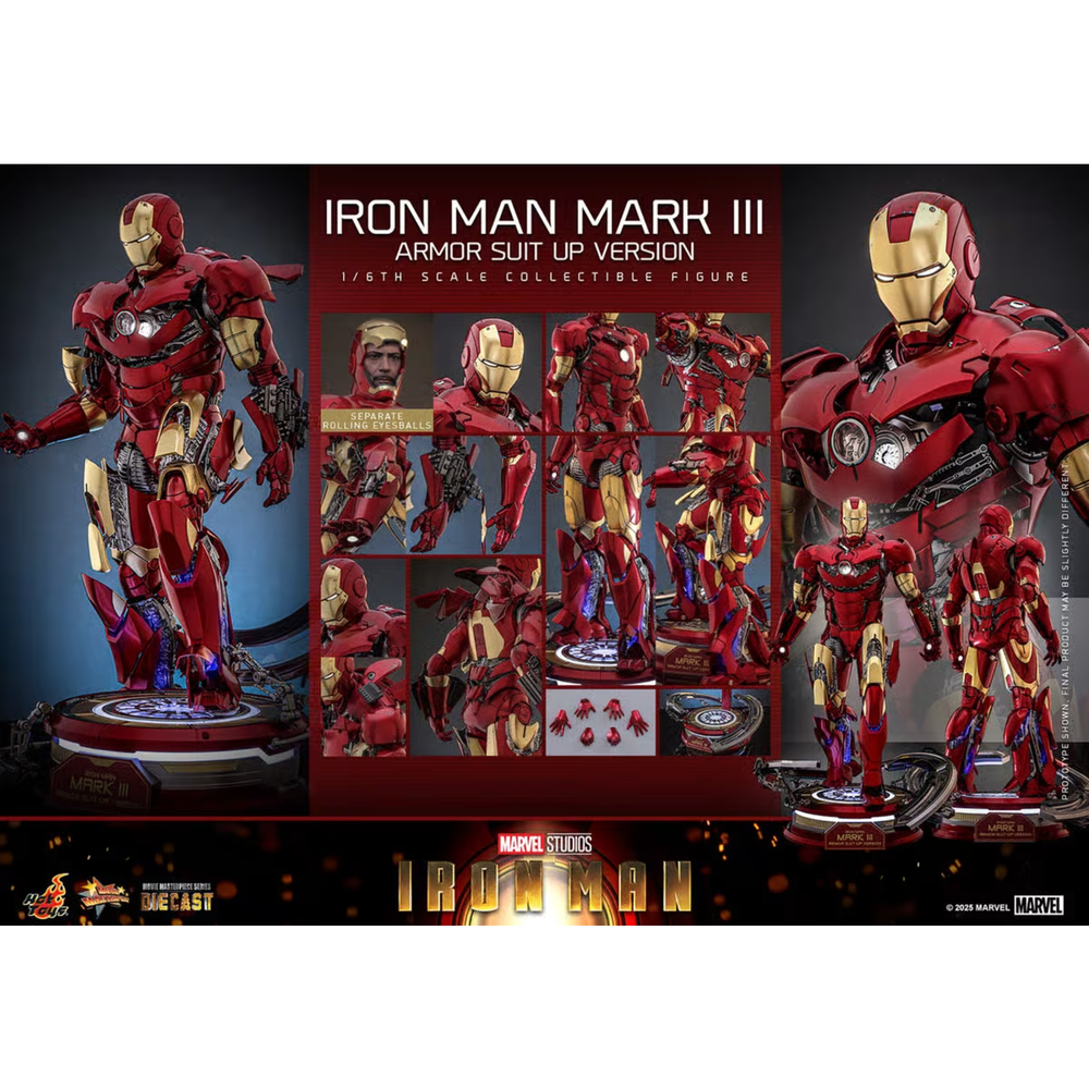 Hot Toys 1/6 Iron Man Mark III - Armor Suit Up Version | Zavvi UK Hot Toys 1/6 Iron Man Mark III - Armor Suit Up Version | Zavvi UK