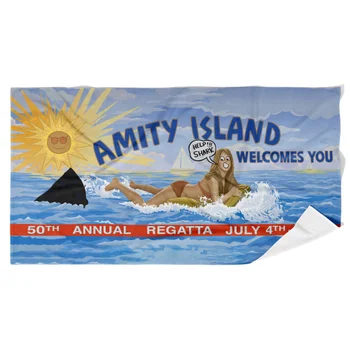 Jaws Amity Welcome Sign Beach Towel