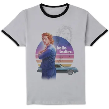 Stranger Things Hello Ladies Unisex Ringer T-Shirt - White/Black