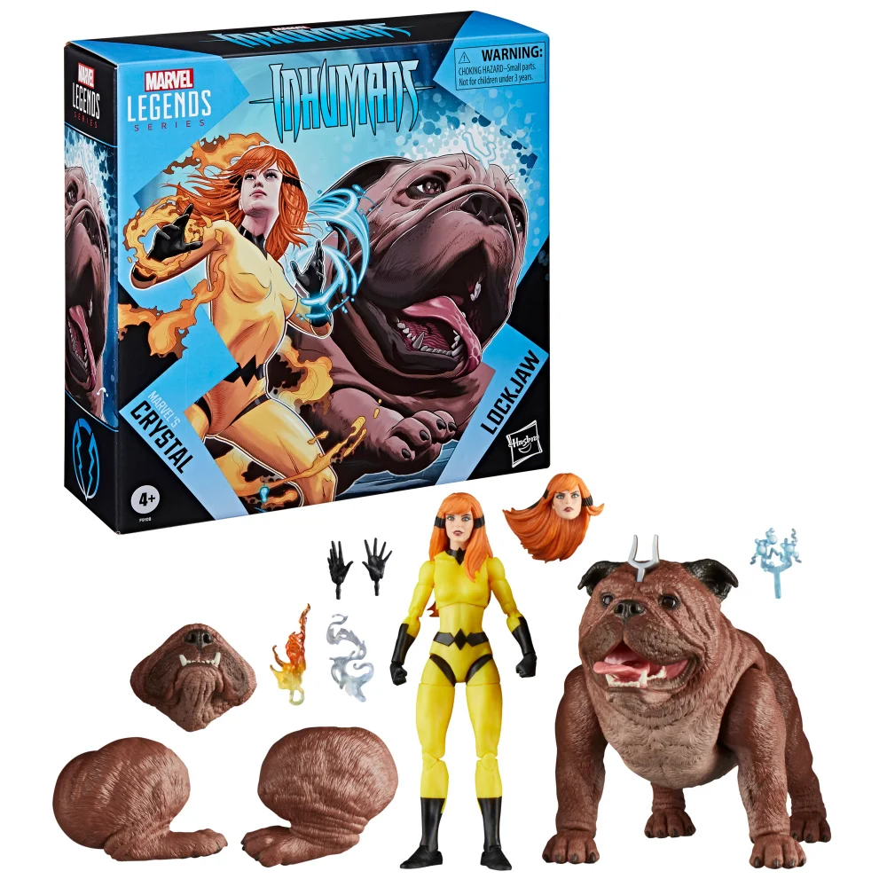 Hasbro Marvel Legends Series Marvel's Crystal and Lockjaw, 6" Comics Collectible Action Figures Image 1