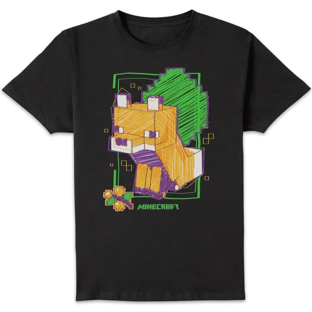 Minecraft Fox Unisex T-Shirt - Black