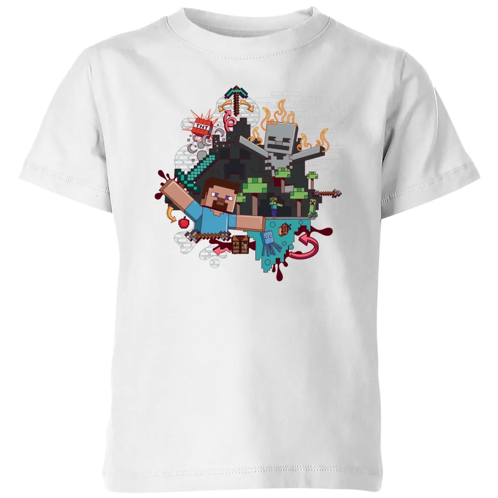 Minecraft Wall Art Kids' T-Shirt - White - 3-4 Years Image 1