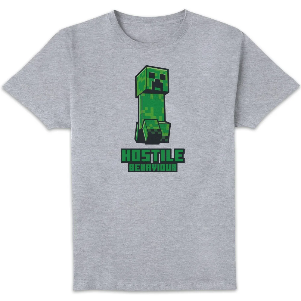 Minecraft Hostile Behaviour Unisex T-Shirt - Grey - 5XL Image 1
