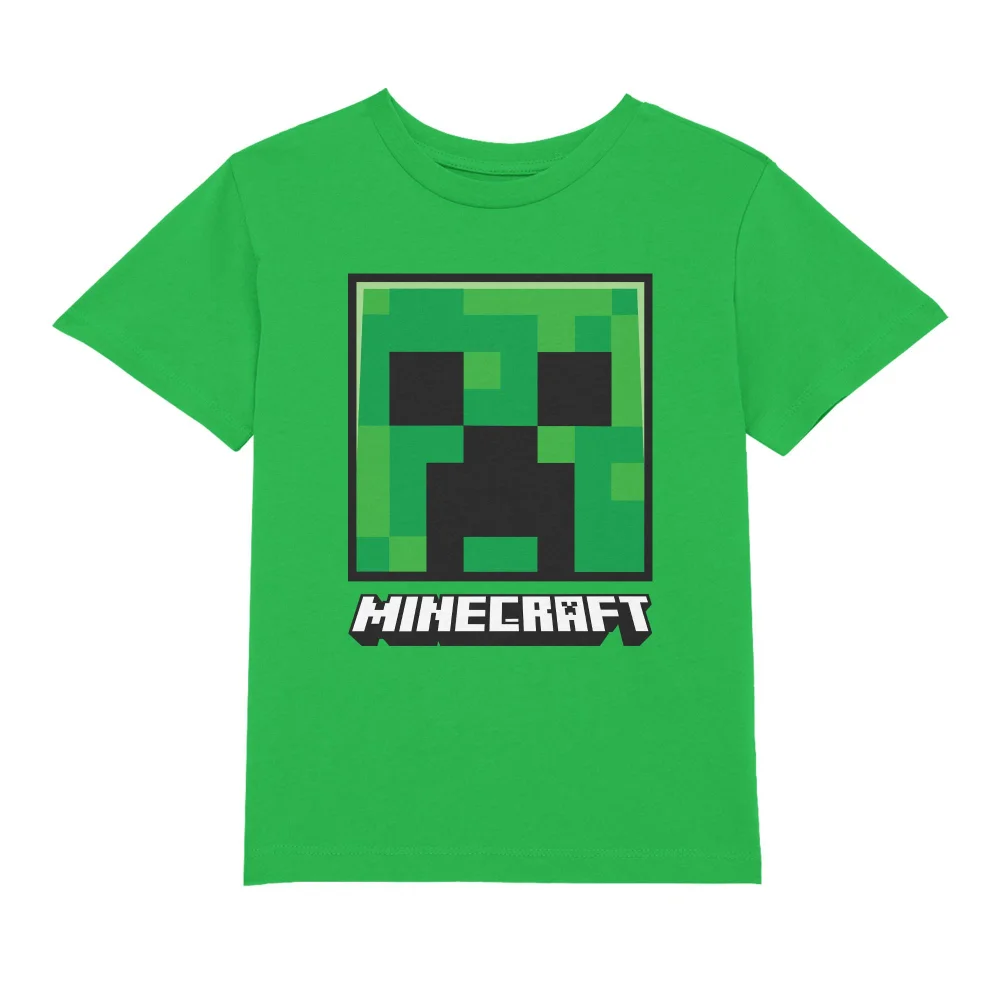 Minecraft Creeper Face Kids' T-Shirt - Kelly Green - 3-4 Years Image 1