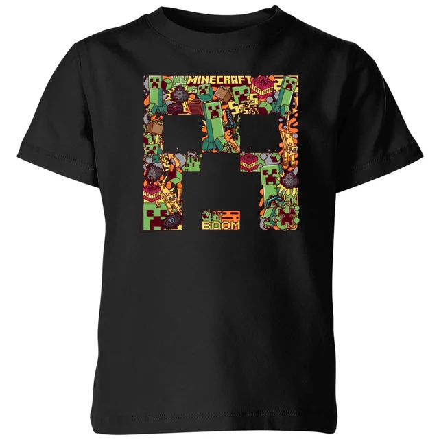Minecraft Face Kids' T-Shirt - Black