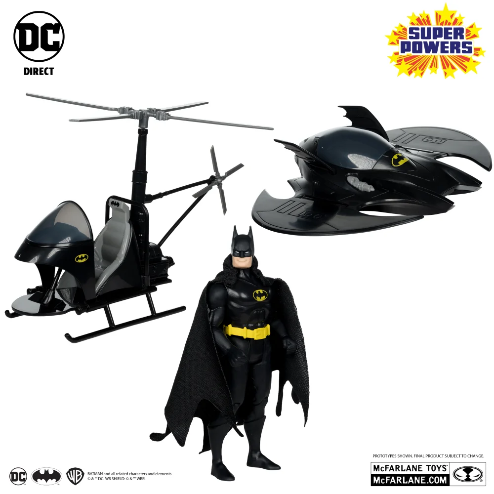 DC Direct Batman (Black Suit), The Whirly Bat & The Batwing (Black)(Gold Label)(SDCC) Super Powers Multipack Image 1