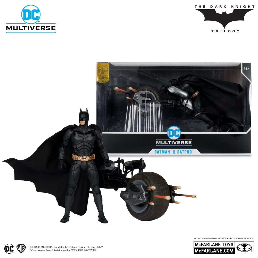 DC Multiverse Vehicles Batpod With Batman (The Dark Knight) (7") Image 1