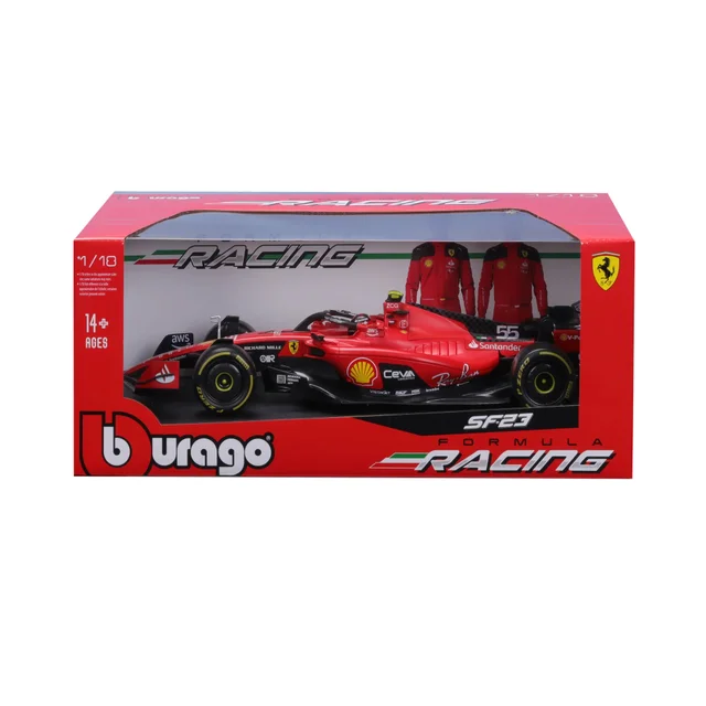 Bburago F1 2023 Ferrari SF-23 Sainz With Helmet 1:18 Scale Model