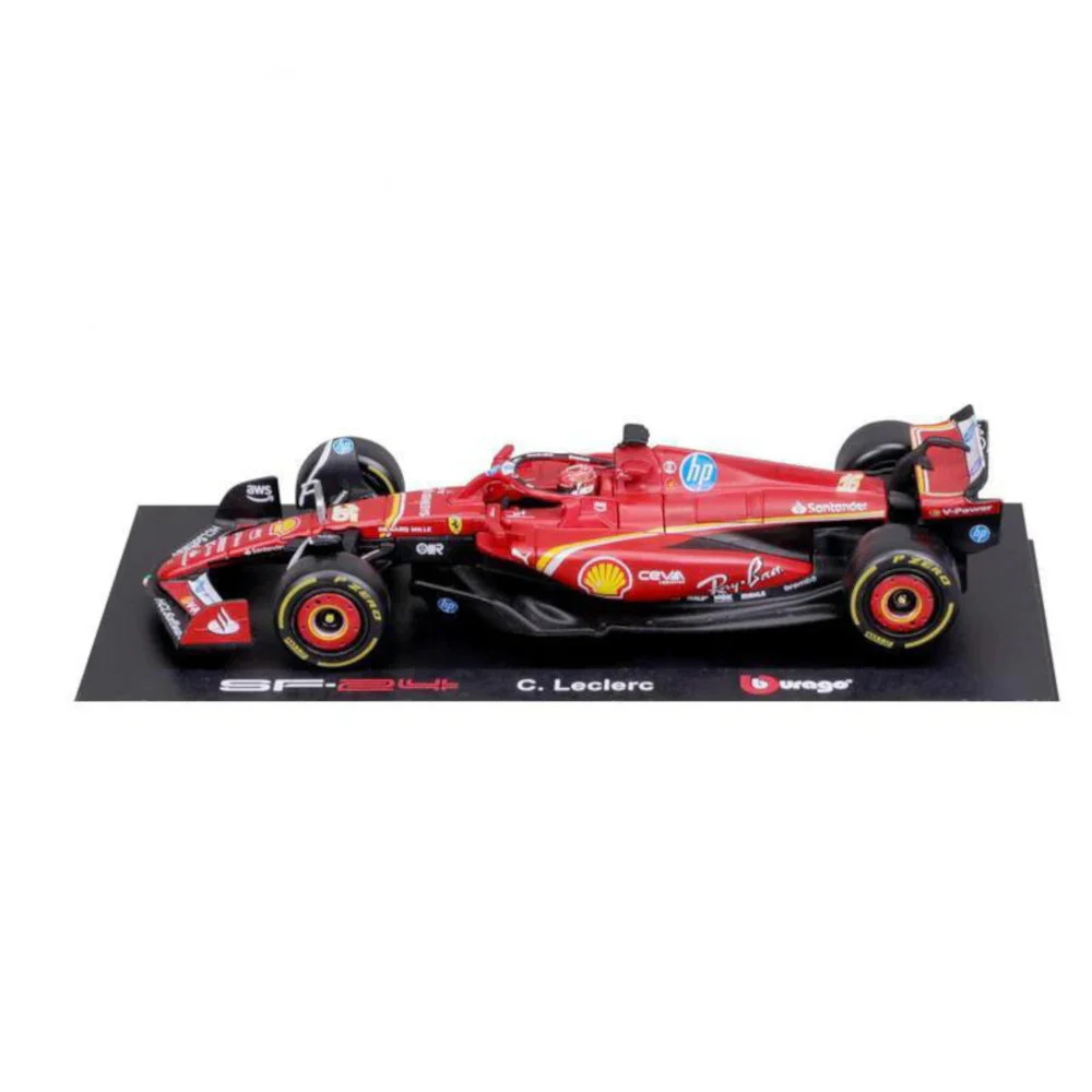Bburago F1 2024 Ferrari SF-24 Leclerc With Helmet Deluxe Hard Case 1:18 Scale Model Image 1