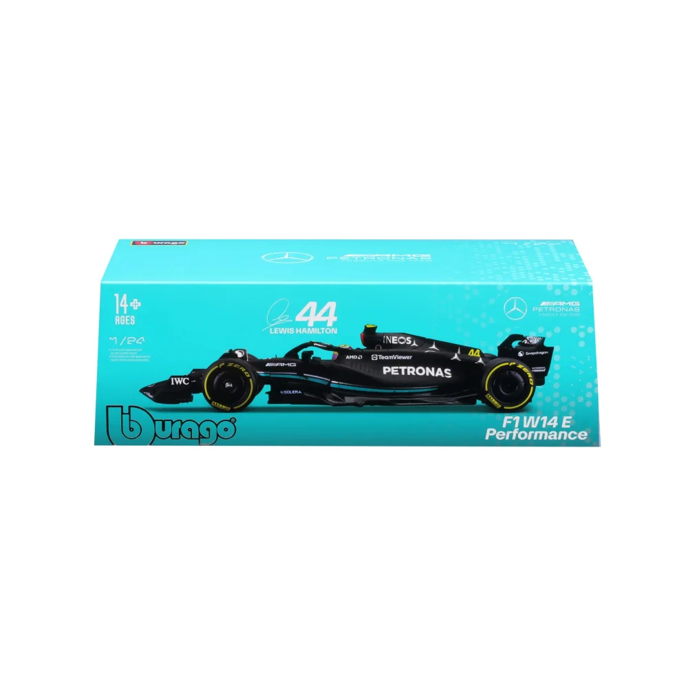Bburago F1 Mercedes Benz W14 2023 With Hamilton Helmet 1:24 Scale Collectible Model Image 1