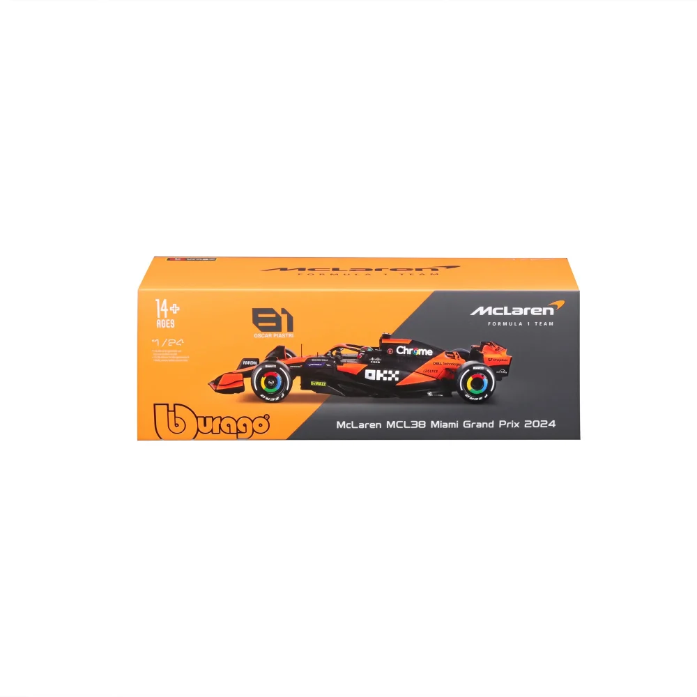 Bburago F1 Mclaren MCL38 2024 With Piastri Helmet 1:24 Scale Model Image 1