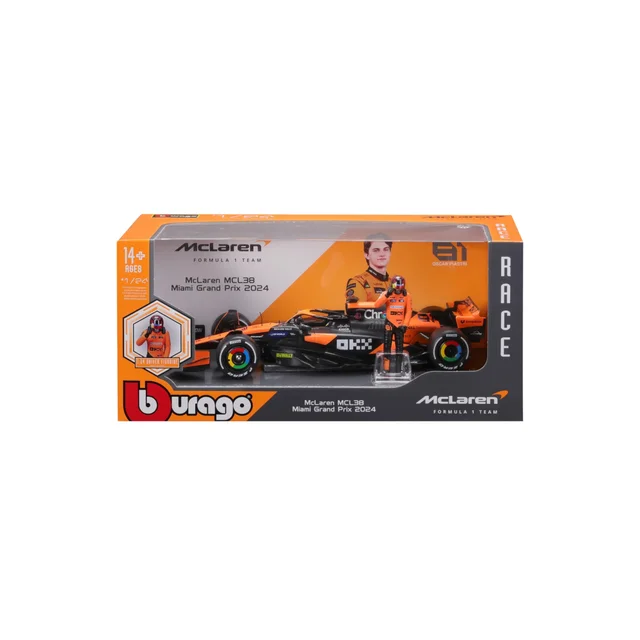 Bburago F1 Mclaren MCL38 2024 With Driver Figure Piastri 1:24 Scale Model