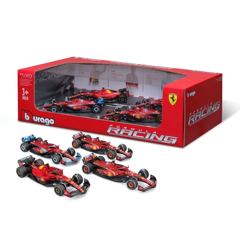 Bburago F1 Ferrari 4 Pack Charles Leclerc Highlights 1:43 Scale Model Set Image 1