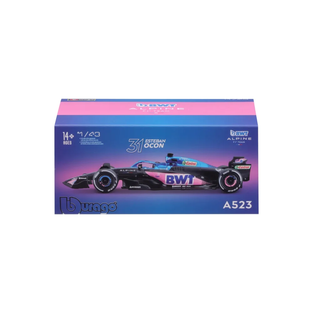 Bburago F1 BWT Alpine F1 Team A523 2023 With Ocon Helmet 1:43 Scale Model Image 1