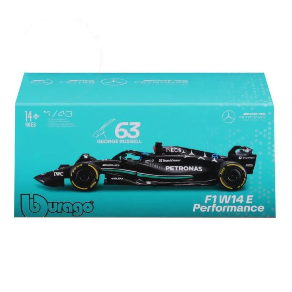 Bburago F1 Mercedes Benz W14 2023 With Russell Helmet 1:43 Scale Model Image 1