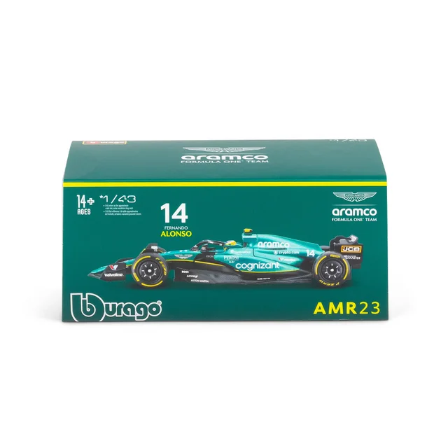 Bburago F1 Aston Martin 2023 AMR23 With Alonso Helmet 1:43 Scale Model