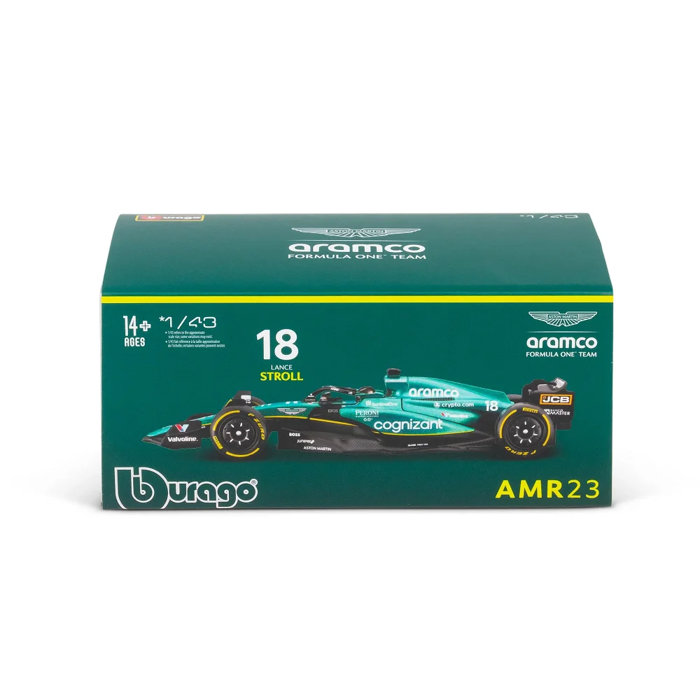 Bburago F1 Aston Martin 2023 AMR23 With Stroll Helmet 1:43 Scale Model Image 1