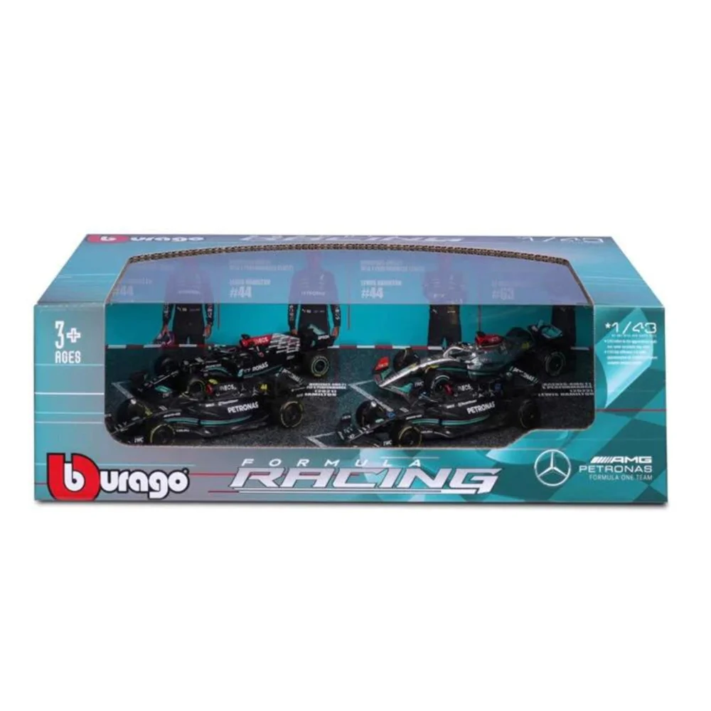 Bburago F1 Mercedes Benz 4 Pack British GP Lewis Hamilton 1:43 Scale Collectible Set Image 1