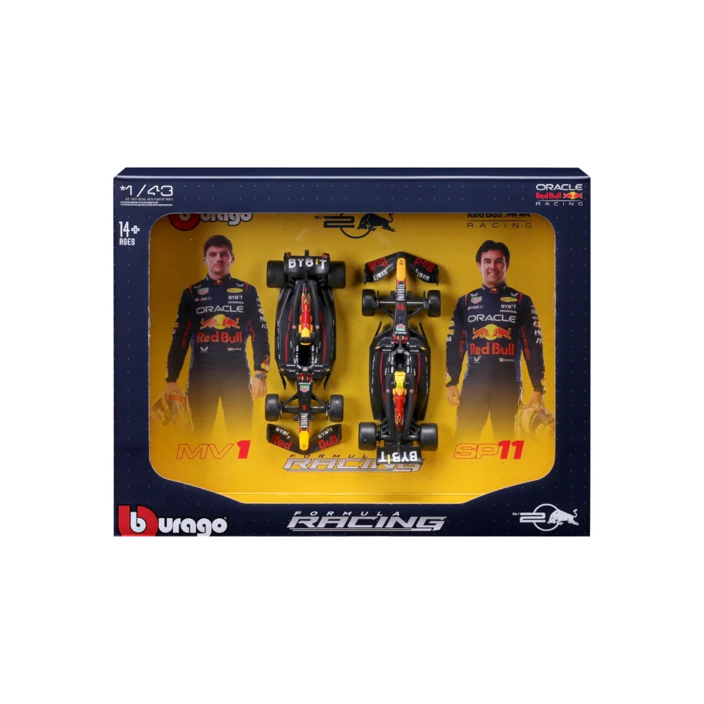 Bburago F1 Red Bull Racing RB20 2024 Two Pack Verstappen And Perez 1:43 Scale Model Set Image 1